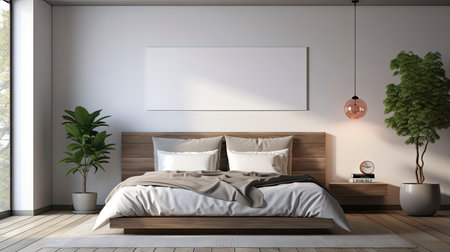 Sample frame set against a comfortable taupe bedroom backdropの素材