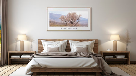 Sample frame set against a comfortable taupe bedroom backdropの素材
