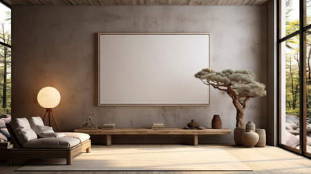 Sample frame set against a comfortable taupe bedroom backdropの素材