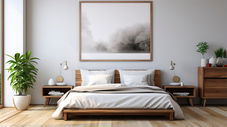 Sample frame set against a comfortable taupe bedroom backdropの素材