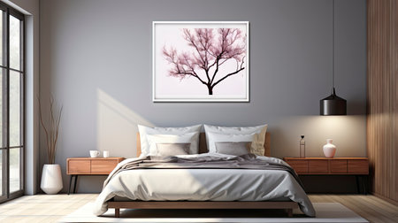Sample frame set against a comfortable taupe bedroom backdropの素材