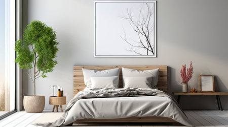 Sample frame set against a comfortable taupe bedroom backdropの素材