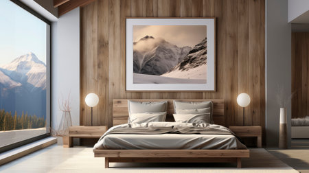 Sample frame set against a comfortable taupe bedroom backdropの素材