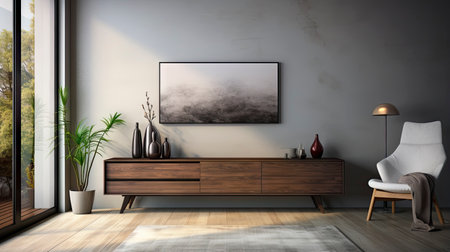 Sample frame set against a comfortable taupe bedroom backdropの素材