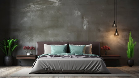 Sample frame set against a comfortable taupe bedroom backdropの素材