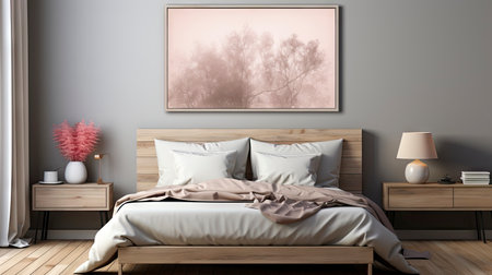 Sample frame set against a comfortable taupe bedroom backdropの素材