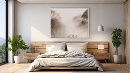 Sample frame set against a comfortable taupe bedroom backdropの素材