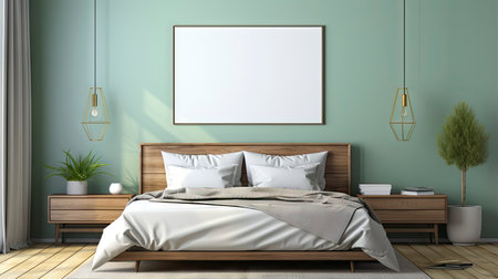 Sample frame set against a comfortable taupe bedroom backdropの素材