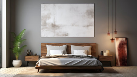 Sample frame set against a comfortable taupe bedroom backdropの素材