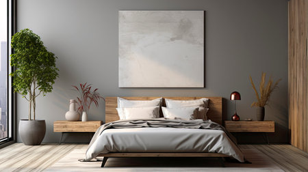 Sample frame set against a comfortable taupe bedroom backdropの素材