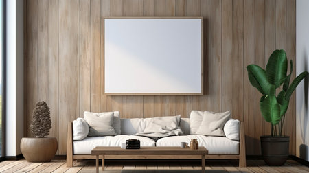 Sample frame set against a comfortable taupe bedroom backdropの素材