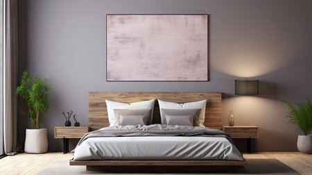 Sample frame set against a comfortable taupe bedroom backdropの素材