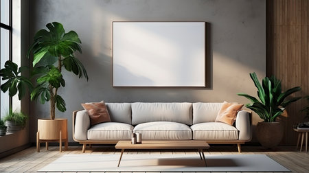 Sample frame set against a comfortable taupe bedroom backdropの素材