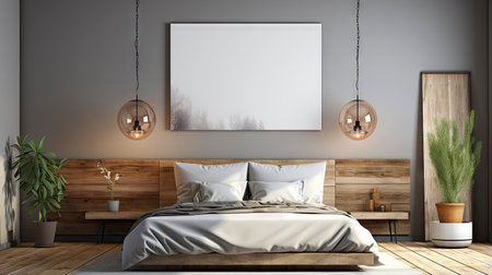 Sample frame set against a comfortable taupe bedroom backdropの素材