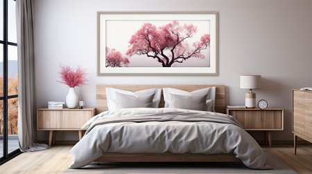 Sample frame set against a comfortable taupe bedroom backdropの素材