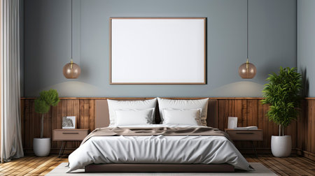 Sample frame set against a comfortable taupe bedroom backdropの素材