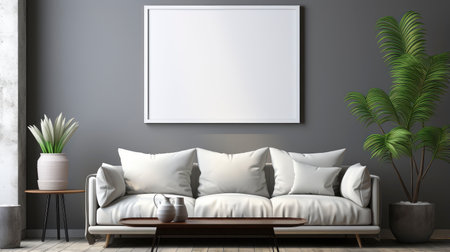 Sample frame set against a comfortable taupe bedroom backdropの素材