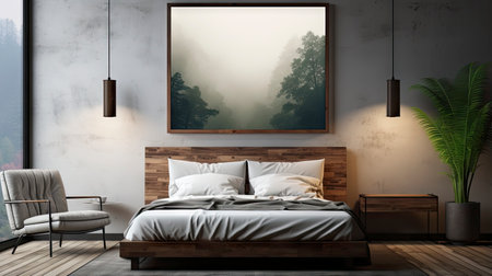 Sample frame set against a comfortable taupe bedroom backdropの素材