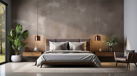 Sample frame set against a comfortable taupe bedroom backdropの素材