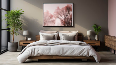 Sample frame set against a comfortable taupe bedroom backdropの素材