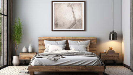 Sample frame set against a comfortable taupe bedroom backdropの素材