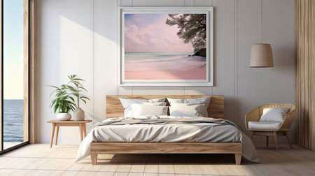 Sample frame set against a comfortable taupe bedroom backdropの素材