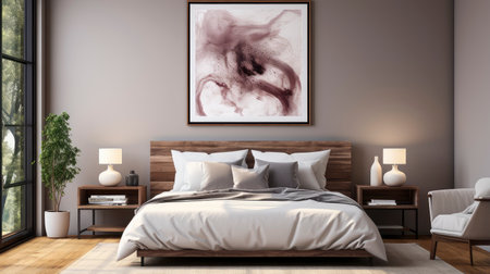 Sample frame set against a comfortable taupe bedroom backdropの素材
