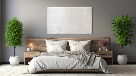 Sample frame set against a comfortable taupe bedroom backdropの素材
