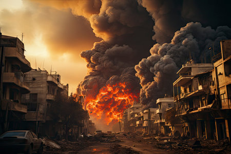 reenactment of the Israeli bombings on the Gaza Stripの素材