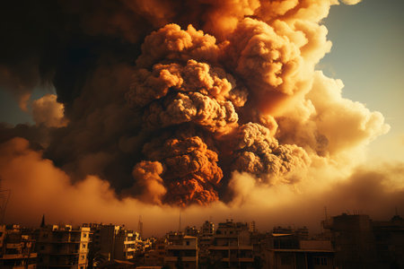 reenactment of the Israeli bombings on the Gaza Stripの素材