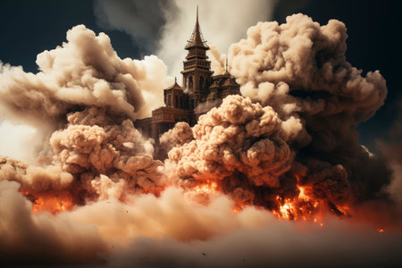Simulation of the Israeli airstrikes over the Gaza regionの素材
