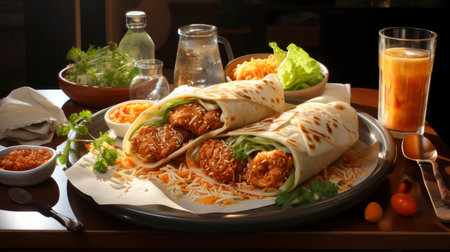 Mexican cuisine nachos, tacos, guacamole, quesadillas and beerの素材
