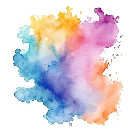 Color burst: abstract multicolored smoke with vibrant hues and isolated particles on transparent backgroundの素材