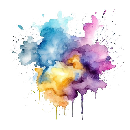 Color burst: abstract multicolored smoke with vibrant hues and isolated particles on transparent backgroundの素材