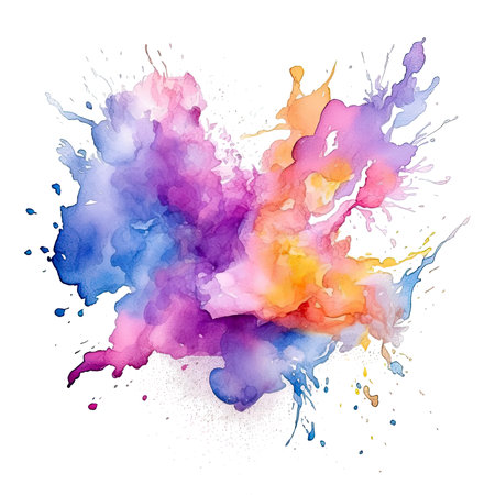 Color burst: abstract multicolored smoke with vibrant hues and isolated particles on transparent backgroundの素材