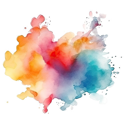 Color burst: abstract multicolored smoke with vibrant hues and isolated particles on transparent backgroundの素材
