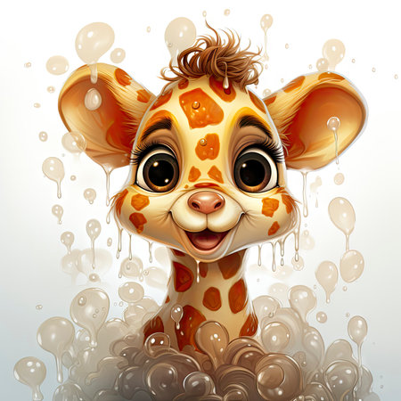 Cute giraffe with watercolor effectの素材