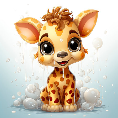 Cute giraffe with watercolor effectの素材