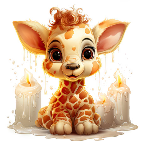 Cute giraffe with watercolor effectの素材