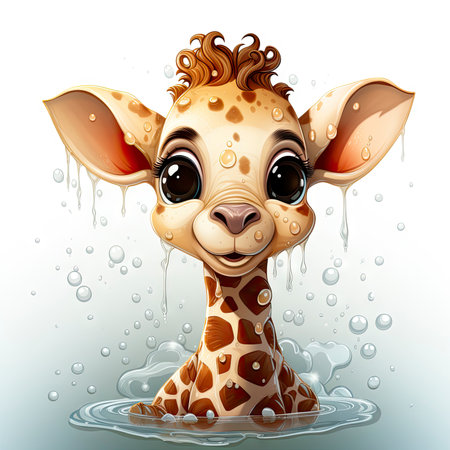 Cute giraffe with watercolor effectの素材