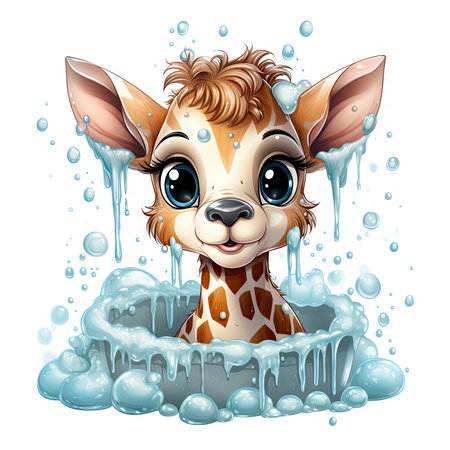 Cute giraffe with watercolor effectの素材