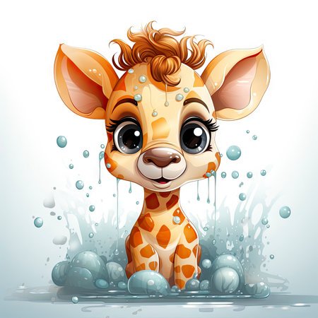 Cute giraffe with watercolor effectの素材