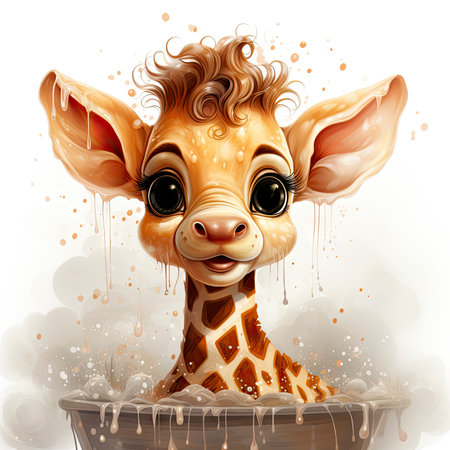 Cute giraffe with watercolor effectの素材