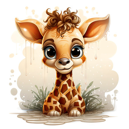 Cute giraffe with watercolor effectの素材