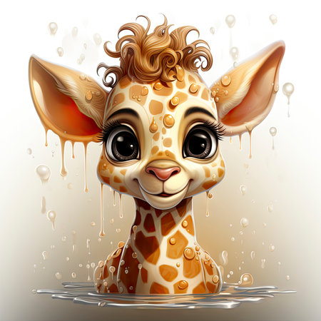 Cute giraffe with watercolor effectの素材