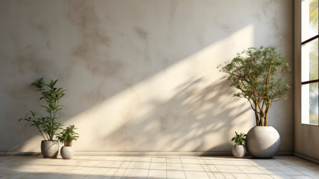 Modern cave-inspired room with panoramic window revealing vast desert landscape, blending nature and architectureの素材