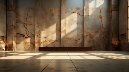 Modern cave-inspired room with panoramic window revealing vast desert landscape, blending nature and architectureの素材