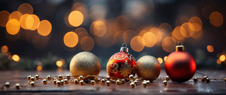 Golden Christmas tree with glowing baubles, shimmering lights, and snowflakes on a magical winter nightの素材