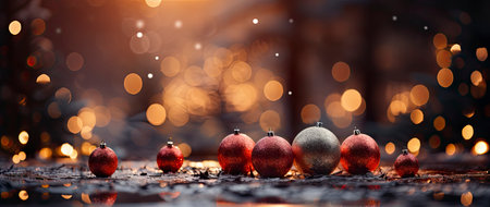 Golden Christmas tree with glowing baubles, shimmering lights, and snowflakes on a magical winter nightの素材