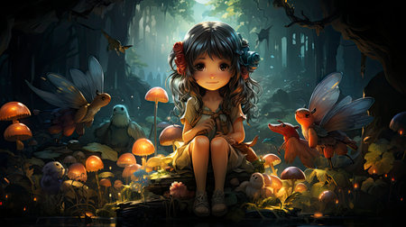 Beautiful fairy world landscape. fantasy background for journals, prints, background and backdropsの素材